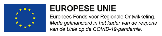 Logo Europese Unie. Europees Fonds voor Regionale Ontwikkeling. Mede gefinancierd in het kader van de respons van de Unie op de COVID-19-pandemie.