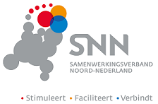 Logo SNN. Samenwerkingsverband Noord-Nederland. Stimuleert. Faciliteert. Verbindt.